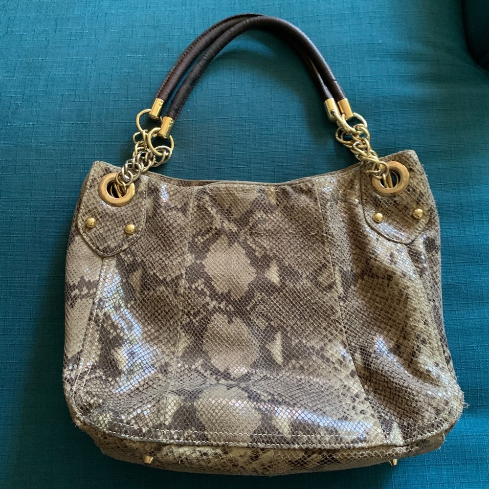 Cynthia Rowley Python Print Leather Shoulder Bag - image 1